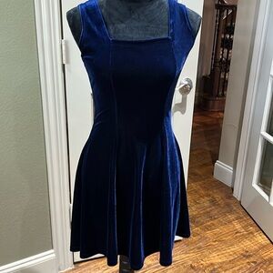 Blue velveteen cocktail dress